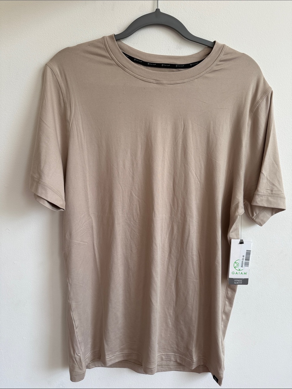 GAIAM Men's Short-Sleeve Crew Tee in Taupe Beige